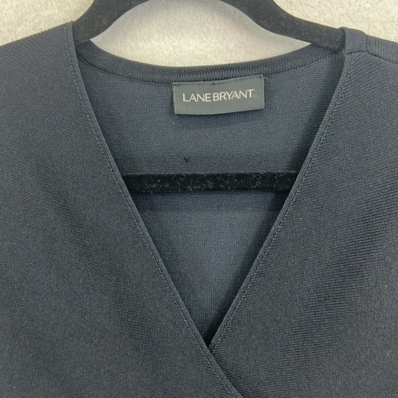 Lane Bryant Knit Top Blouse Sz 18-20 Black Pullover V-Neck Crossover Nice! - Picture 4 of 11